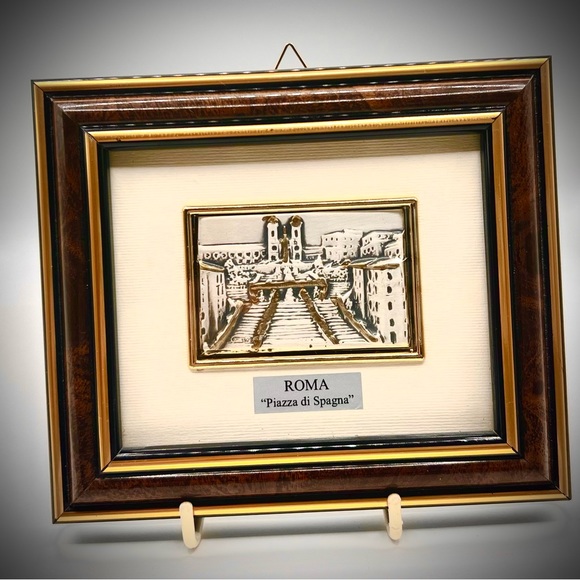 Beautiful Framed Italian Handmade-925 Silver, Portrait of Piazza di Spagna -Rome - Picture 6 of 6